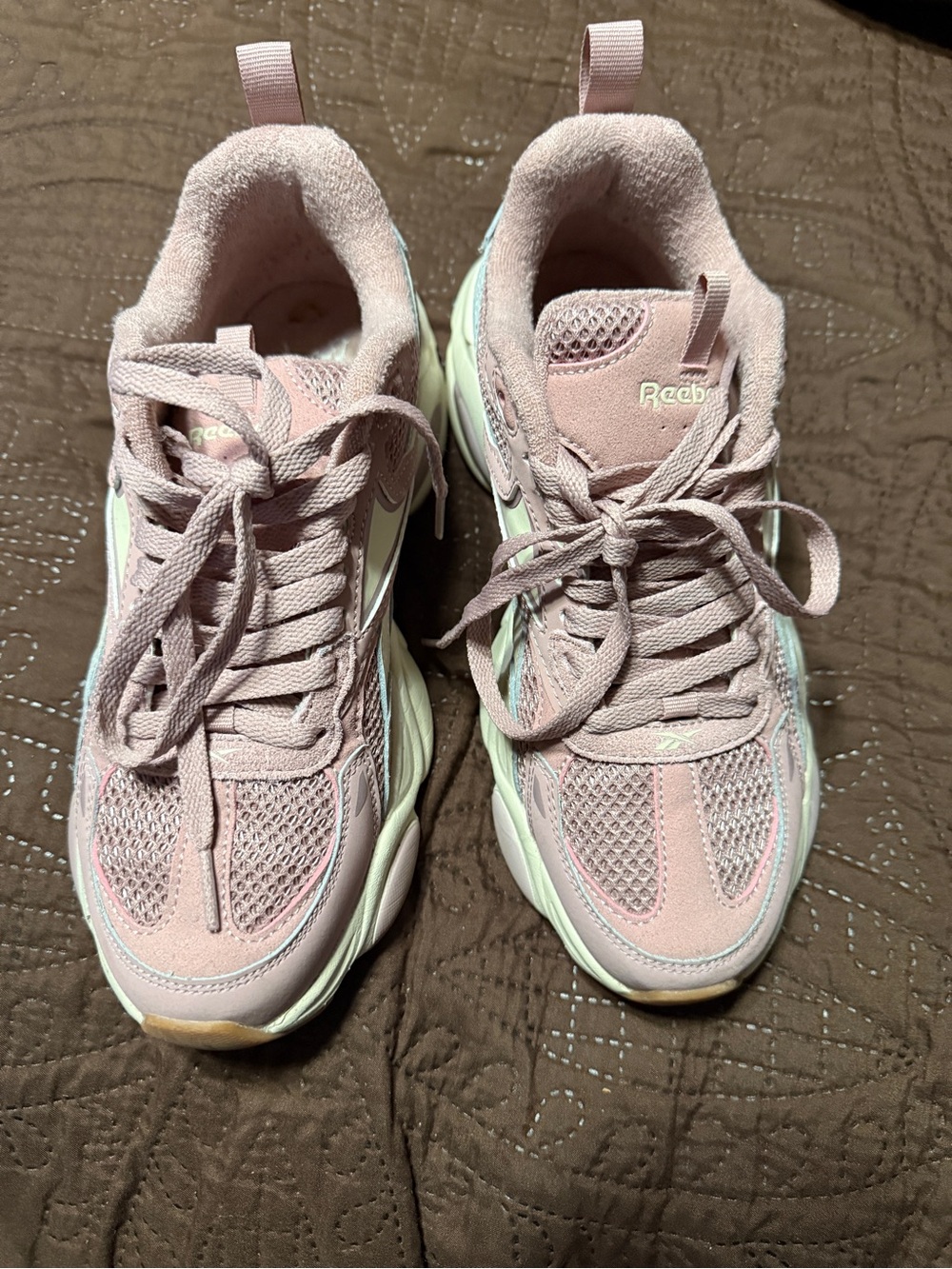 Reebok Women's Light Pink Chunky Lace-Up Sneakers